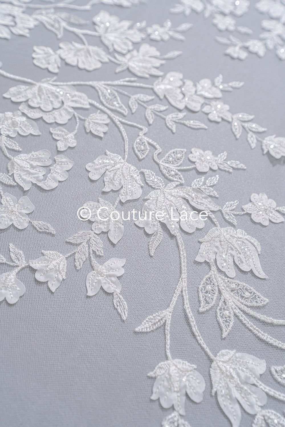 3D flower lace fabric/ bridal lace fabric/ romantic lace fabric with 3D flowers// L24-703