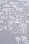 3D flower lace fabric/ bridal lace fabric/ romantic lace fabric with 3D flowers// L24-703