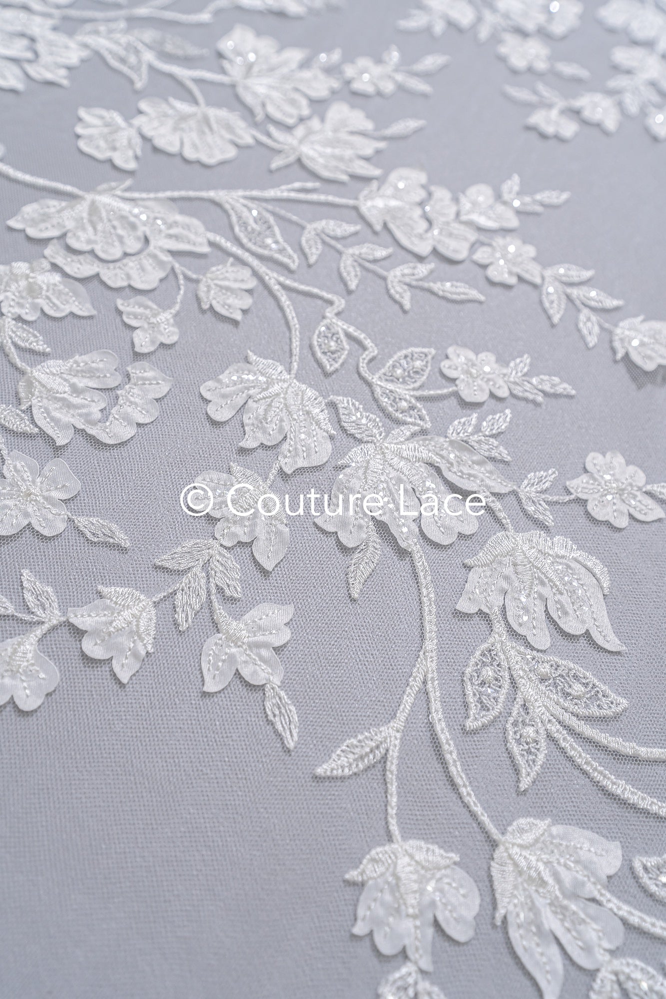 3D flower lace fabric/ bridal lace fabric/ romantic lace fabric with 3D flowers// L24-703