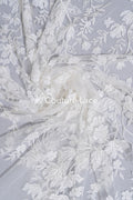 3D flower lace fabric/ bridal lace fabric/ romantic lace fabric with 3D flowers// L24-703