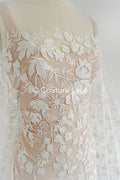 3D flower lace fabric/ bridal lace fabric/ romantic lace fabric with 3D flowers// L24-703
