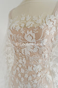 3D flower lace fabric/ bridal lace fabric/ romantic lace fabric with 3D flowers// L24-703