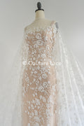 3D flower lace fabric/ bridal lace fabric/ romantic lace fabric with 3D flowers// L24-703