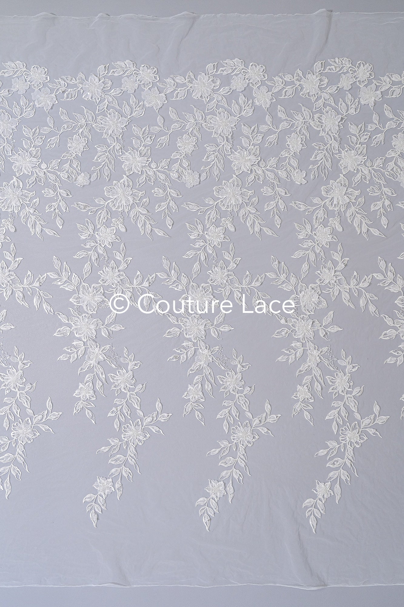 3D flower lace fabric/ bridal lace fabric/ romantic lace fabric with 3D flowers// L24-704