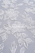 3D flower lace fabric/ bridal lace fabric/ romantic lace fabric with 3D flowers// L24-704