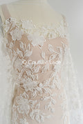 3D flower lace fabric/ bridal lace fabric/ romantic lace fabric with 3D flowers// L24-704