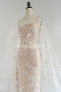 3D flower lace fabric/ bridal lace fabric/ romantic lace fabric with 3D flowers// L24-704