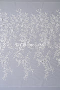 3D flower lace fabric/ bridal lace fabric/ romantic lace fabric with 3D flowers &amp; pearls// L24-705
