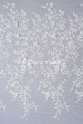 3D flower lace fabric/ bridal lace fabric/ romantic lace fabric with 3D flowers &amp; pearls// L24-705