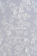 3D flower lace fabric/ bridal lace fabric/ romantic lace fabric with 3D flowers &amp; pearls// L24-705