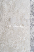 3D flower lace fabric/ bridal lace fabric/ romantic lace fabric with 3D flowers &amp; pearls// L24-705