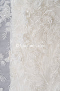3D flower lace fabric/ bridal lace fabric/ romantic lace fabric with 3D flowers &amp; pearls// L24-706