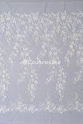 3D flower lace fabric/ bridal lace fabric/ romantic lace fabric with 3D flowers &amp; pearls// L24-706