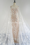 3D flower lace fabric/ bridal lace fabric/ romantic lace fabric with 3D flowers &amp; pearls// L24-706