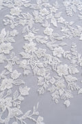 Perlen-Spitzenstoff/ Couture-Spitzenstoff/ Braut-Spitzenstoff Weiß Off-White/ Perlen-Spitzenstoff// L24-707