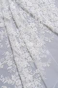 Perlen-Spitzenstoff/ Couture-Spitzenstoff/ Braut-Spitzenstoff Weiß Off-White/ Perlen-Spitzenstoff// L24-707