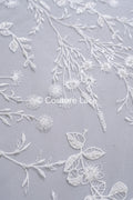 Perlen-Spitzenstoff/ Couture-Spitzenstoff/ Braut-Spitzenstoff Weiß Off-White/ Perlen-Spitzenstoff// L24-708