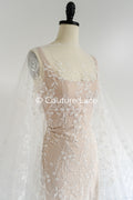 Perlen-Spitzenstoff/ Couture-Spitzenstoff/ Braut-Spitzenstoff Weiß Off-White/ Perlen-Spitzenstoff// L24-708