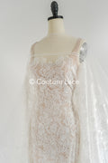 Floral Bridal Lace/ Bridal Lace Fabric/ Off-White Bridal Lace/ Embroidered Wedding Lace/ Couture Lace/ L24-709