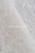 Floral Bridal Lace/ Bridal Lace Fabric/ Off-White Bridal Lace/ Embroidered Wedding Lace/ Couture Lace/ L24-709