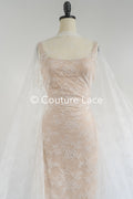 Chantilly-Spitzenstoff für Brautkleid/ Off-White Weiches französisches Hochzeits-Spitzenmaterial/ Braut-Spitzenstoff // L24-711