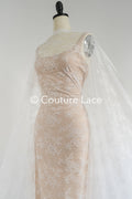 Chantilly-Spitzenstoff für Brautkleid/ Off-White Weiches französisches Hochzeits-Spitzenmaterial/ Braut-Spitzenstoff // L24-711