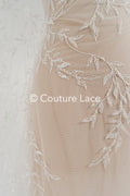 Floral bridal lace embroidered with pearls – floral bridal fabric embroidery for wedding dresses // L25-713