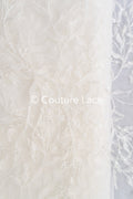 Floral bridal lace embroidered with pearls – floral bridal fabric embroidery for wedding dresses // L25-713