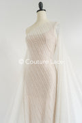 Glitzernde Pailletten Spitze mit Streife-Muster für Brautkleider & Hochzeitsmode // L25-716