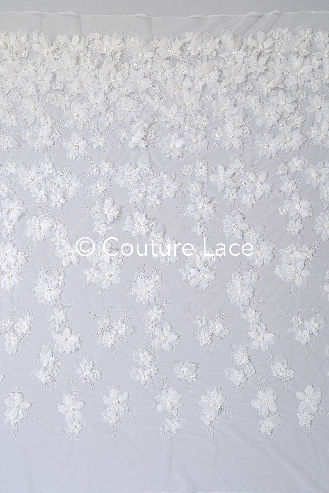 Luxuriöse Florale Spitze für Brautkleider mit handgemachten 3D Blumen // L25-718