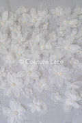 Encaje floral lujoso para vestidos de novia con flores 3D hechas a mano // L25-718