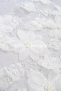 Luxuriöse Florale Spitze für Brautkleider mit handgemachten 3D Blumen // L25-718