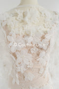 Luxuriöse Florale Spitze für Brautkleider mit handgemachten 3D Blumen // L25-718