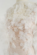 Luxuriöse Florale Spitze für Brautkleider mit handgemachten 3D Blumen // L25-718