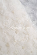 Luxuriöse Florale Spitze für Brautkleider mit handgemachten 3D Blumen // L25-718