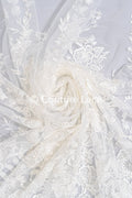 Feine florale Off-White Brautspitze/ weicher blumiger Spitzenstoff/ Brautspitze mit Blumenmuster - L25-720