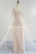 Feine florale Off-White Brautspitze/ weicher blumiger Spitzenstoff/ Brautspitze mit Blumenmuster - L25-720