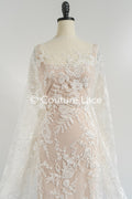 Feine florale Off-White Brautspitze/ weicher blumiger Spitzenstoff/ Brautspitze mit Blumenmuster - L25-720