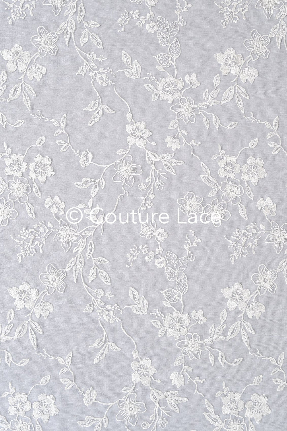 Floral embroidered bridal lace fabric, high-quality lace fabric for wedding dresses // L25-721