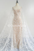Floral embroidered bridal lace fabric, high-quality lace fabric for wedding dresses // L25-721