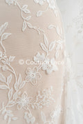 Floral embroidered bridal lace fabric, high-quality lace fabric for wedding dresses // L25-721