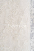Floral embroidered bridal lace fabric, high-quality lace fabric for wedding dresses // L25-721