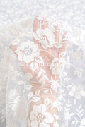 Hochwertiger Spitzen Stoff für Brautkleider, Floral bestickter Braut Spitzenstoff // L25-722