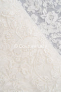 Hochwertiger Spitzen Stoff für Brautkleider, Floral bestickter Braut Spitzenstoff // L25-722