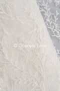 High-quality lace fabric for wedding dresses, floral embroidered bridal lace fabric // L25-723