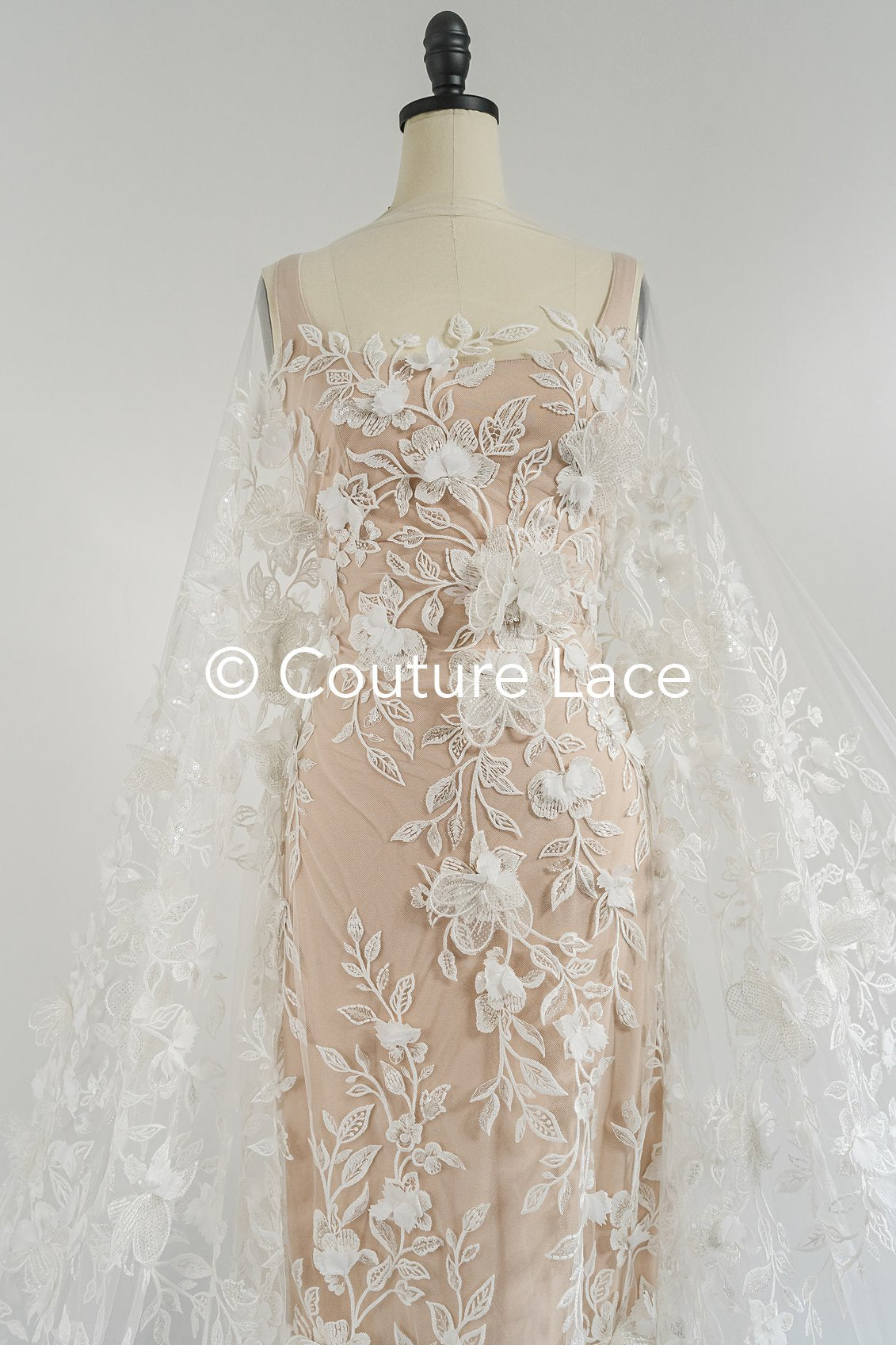 Exquisite Florale Spitze für Brautkleider, 3D Blumenspitze für Brautmode // L25-726