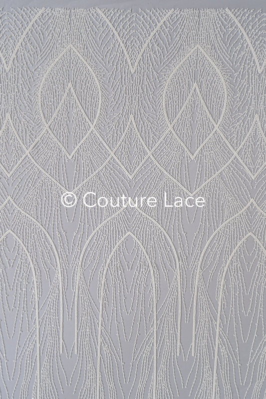 Schwere luxuriöse Perlenstickerei/ Brautspitze mit symmetrischen Muster // L25-728