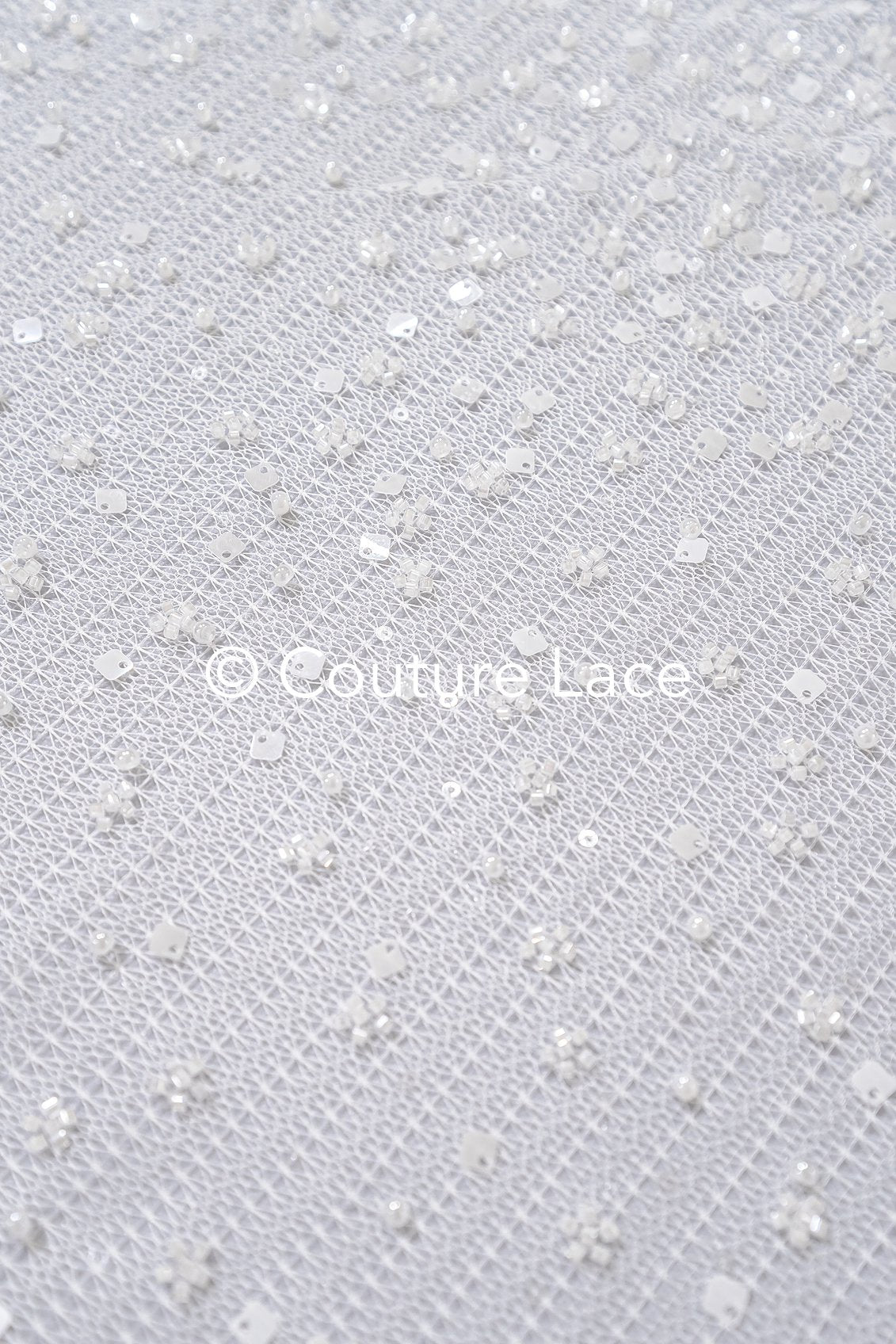 Perlenbestickte Brautspitze/ Perlenstickerei für Brautkleider/ Brautstoffe  // L25-729