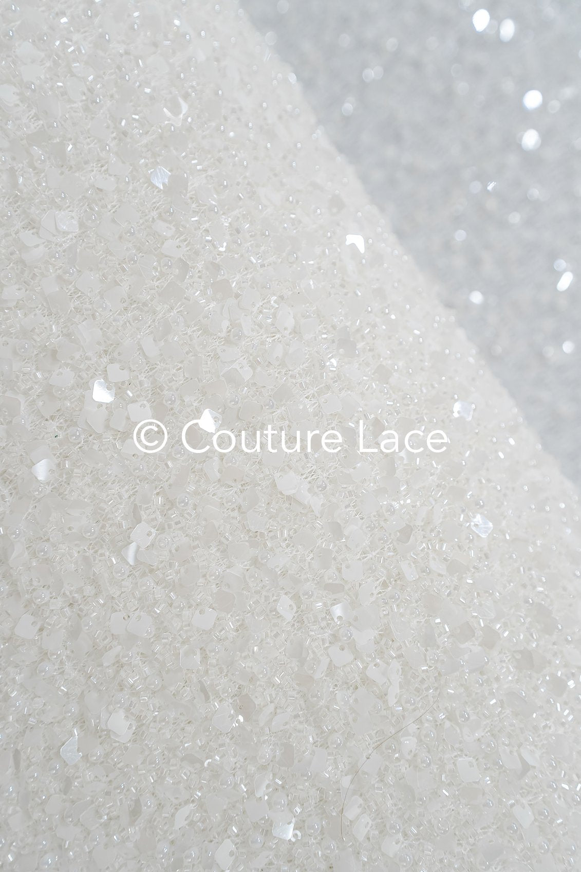 Perlenbestickte Brautspitze/ Perlenstickerei für Brautkleider/ Brautstoffe  // L25-729