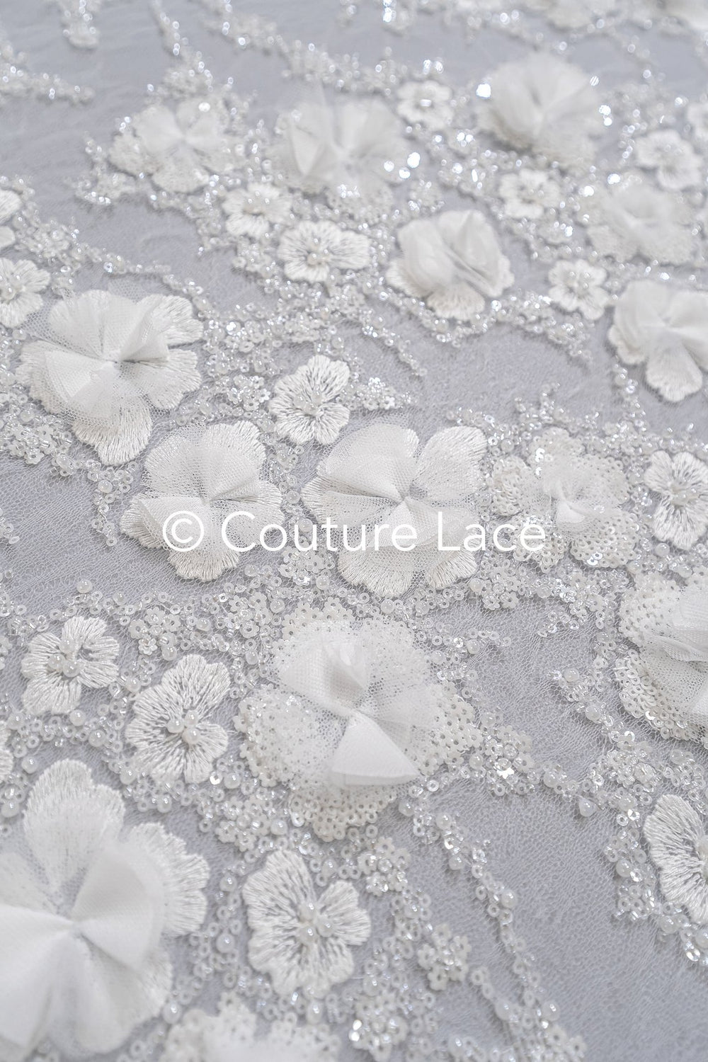 Exquisite Florale Spitze für Brautkleider, 3D Blumenspitze für Brautmode // L25-731